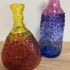 ガラス作家　作家物　花瓶　一輪挿し　ボトル　吹きガラス　工芸品　アートガラス ガラス作家 作家物 花瓶 一輪挿し ボトル 吹きガラス 工芸品 アート