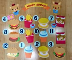 ハンバーガーやさんのお誕生表 壁面飾りのサムネイル