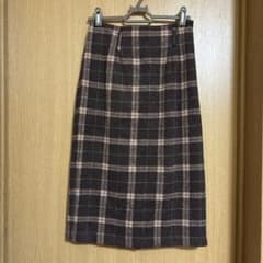 ブラウン系チェック ウエストゴムタイトスカートのサムネイル
