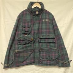 日本製【STYLE】ウールチェック柄マルチポケットテック系ジャケット M 