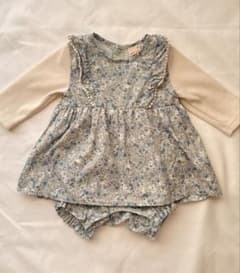Petit main♡青系花柄フリルロンパースのサムネイル
