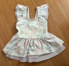 petit main 90cm 水色花柄フリルベビー水着のサムネイル