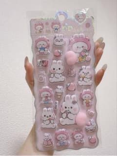 可愛い うさぎ 立体お尻シール ぷにぷにシール スイーツ 動物シール 3Dシールのサムネイル