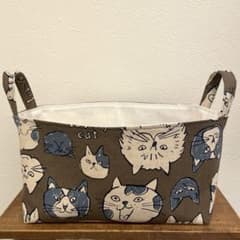 cat Face 猫柄 ネコ 布バスケット 小物入れ 収納ボックス ハンドメイド