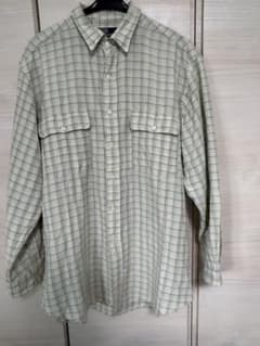 美品 90s ラルフローレン クリーム グリーン リネンチェック柄 長袖シャツ 美品 90s ラルフローレン クリーム グリーン リネンチェック柄 長袖