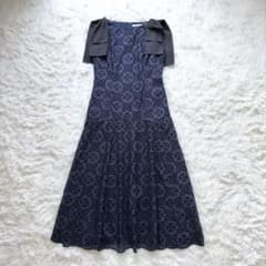 人気 23SS セルフォード エンブロイダリー刺繍ワンピース ネイビー 