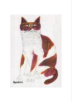 オイルパステル画　原画　A4サイズ　猫の絵　ドローイング　 　絵画　アートのサムネイル
