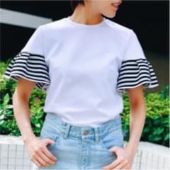 borders at balcony 袖ラッフルTEE・白のサムネイル