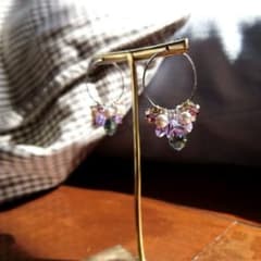 SWAROVSKI×チェコガラス×ミガキ貝パール フープピアスのサムネイル