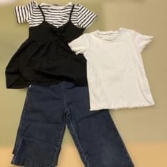 キッズ トップス 130サイズ ホワイト 140ジーパンのサムネイル