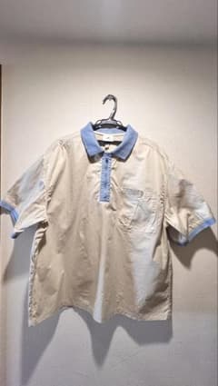 ベージュ シャツ 半袖 えりのサムネイル