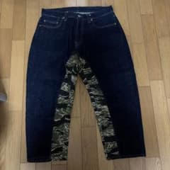 児島ジーンズ モンキーコンボ デニム クロップドパンツ 34 タイガー