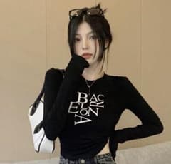 tシャツ ロンT y2k カーブヘム ウエストシェイプ 韓国風 シズニルックのサムネイル