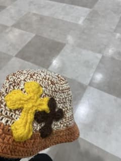 Y.A.R.N. クロスモチーフニットハット　美品 【公式通販】 クロスモチーフ ブラウン バケットハット YARN 帽子