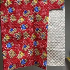 テディベア柄 キルティング生地 レッド はぎれのサムネイル