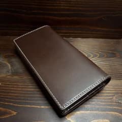 S42 本革 コードバン 無双 レザー 長財布 茶□珈琲 ブラウン YKK