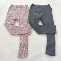 UNIQLO ベビー レギンス 10部丈　110cm 2枚セット 花柄 グレーのサムネイル