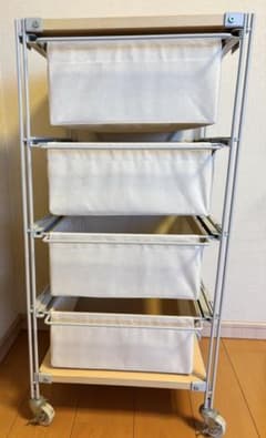 無印良品スチールユニットシェルフ帆布バスケットセットキャスター付き 