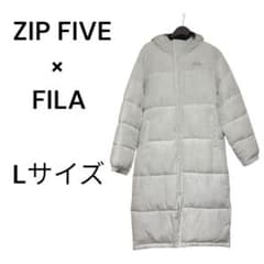 ZIP FIVE×FILAコラボ ロングダウン ベンチコート 白 ユニセックス 