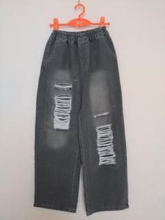 キッズ ダメージワイドデニム 160