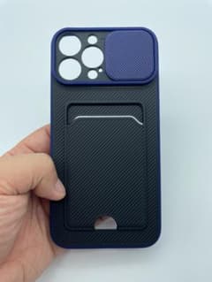 iphone13promax レンズカバー＆カード入れ付きケース(青）のサムネイル