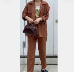 【美品】チャオパニック セットアップ シャツ パンツ ブラウン ゆったりのサムネイル