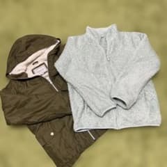 女の子160ジャケット2枚セットUNIQLOフリース　PaintSetフード付き