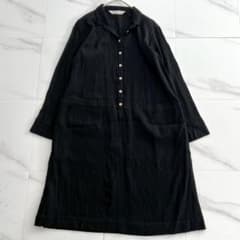 美品 ヤッコマリカルド 総ピンタック ロングシャツワンピース 黒