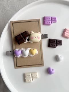 ちょこくまホイップ♡ヘアクリップ♡ホイップデコのサムネイル
