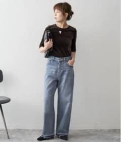 【完売】Spick and Span 5 1/2ルーズストレートデニム 40のサムネイル
