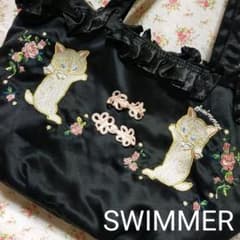 【美品・未使用保管品】SWIMMER トートバッグ  鞄 黒 ねこ  キャットのサムネイル