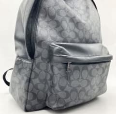 美品 COACH シグネチャー リュックサック 大容量 メンズ レザー 黒のサムネイル