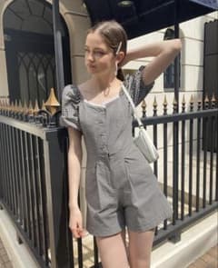 épine lace mini rompers ginghamのサムネイル