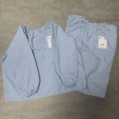 長袖スモック　水色チェック　2枚　名島服　120㎝のサムネイル