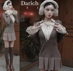 Darich シャツドッキングプリーツミニワンピース モカ　FREEsizeのサムネイル