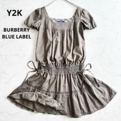 希少✨Y2K バーバリーブルーレーベル バルーンスリーブワンピース ノバ