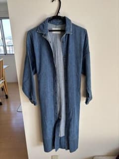 smileandbehappy デニム ロングシャツウエストベルト付き羽織りもののサムネイル