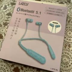 LAZOS Bluetooth 5.1 ネックバンド型ワイヤレスイヤホン 水色のサムネイル