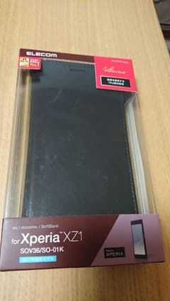 XperiaXZ1 SOV36/SO-01K ソフトレザーカバー 手帳型 黒のサムネイル