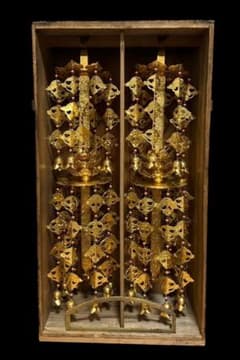 時代仏具 寺院 仏具 瓔珞 ようらく 一対 吊仏具 装飾 本金メッキ 骨董 古玩