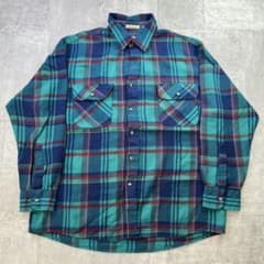 80s 90s SAUGATUCK ヴィンテージネルシャツ アクリル 衿芯 L