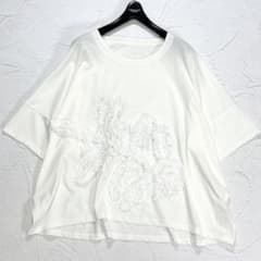 2024年✨芽風　センソユニコ　刺繍　フリル　カットソー　Tシャツ　ワイド 2024年✨芽風 センソユニコ 刺繍 フリル カットソー Tシャツ ワイド