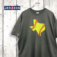 8SM1 00’s JERZEES グラフィックTシャツ　M 古着used ジャージーズ☆Tシャツ☆2XL☆テキサス☆ソフトボール☆グラフィック