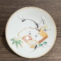 扇瓢箪皿　2枚　高級和食器　平皿　有田焼　縁起物　金彩　手描き　作家　松浦 縁起物】九谷焼 高台鉢 平椀 金彩 扇 鶴 松竹梅 和食器 古道具 - メルカリ