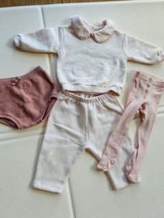 美品ZARAベビー♡トレーナー・パンツセット+ブルマ+タイツ★ピンクのサムネイル