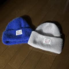 ニット帽 2点セット ブルー ベージュのサムネイル