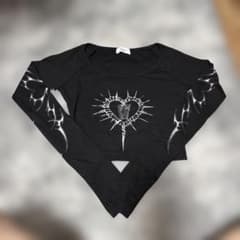 Darich ダーリッチ ハートモチーフクロップドトップス(ブラック
