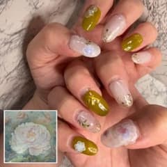 ピオニーの甘い誘い❁⃘*.゜｜ネイルチップ ピオニー 花 フラワー 上品のサムネイル