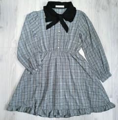 【SHEENA DEL RAY】リボン付き グレンチェック柄ワンピース（M）のサムネイル