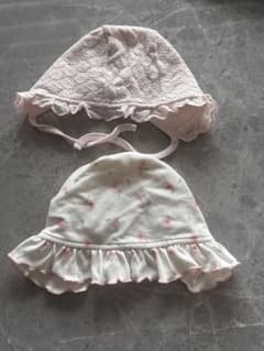 【2個セット】ベビー用フリル付き花柄帽子のサムネイル